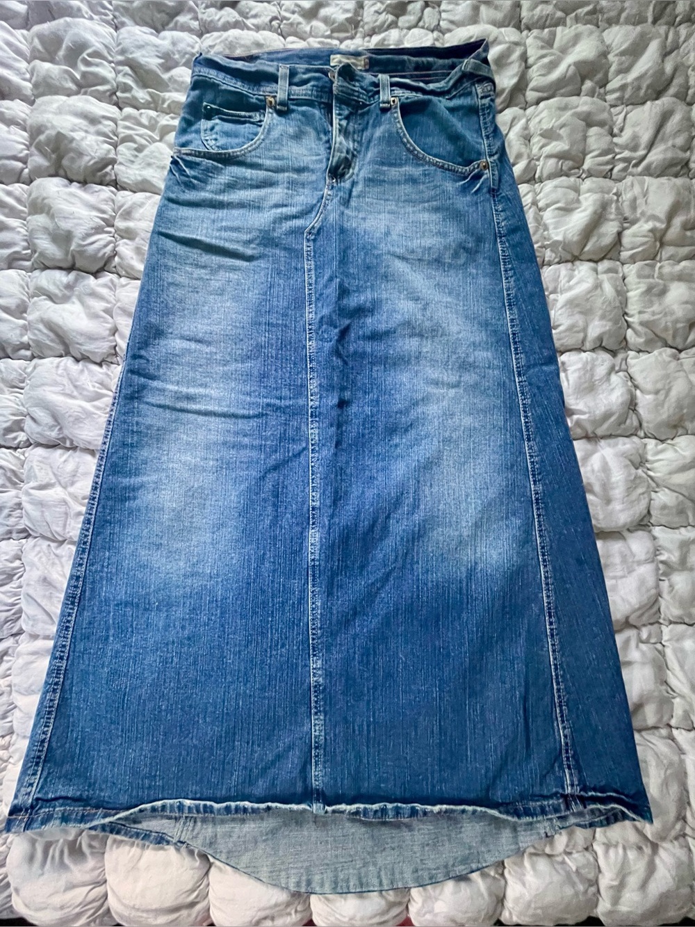 Levi's Blue Denim Maxi Skirt - Flared Panel Style